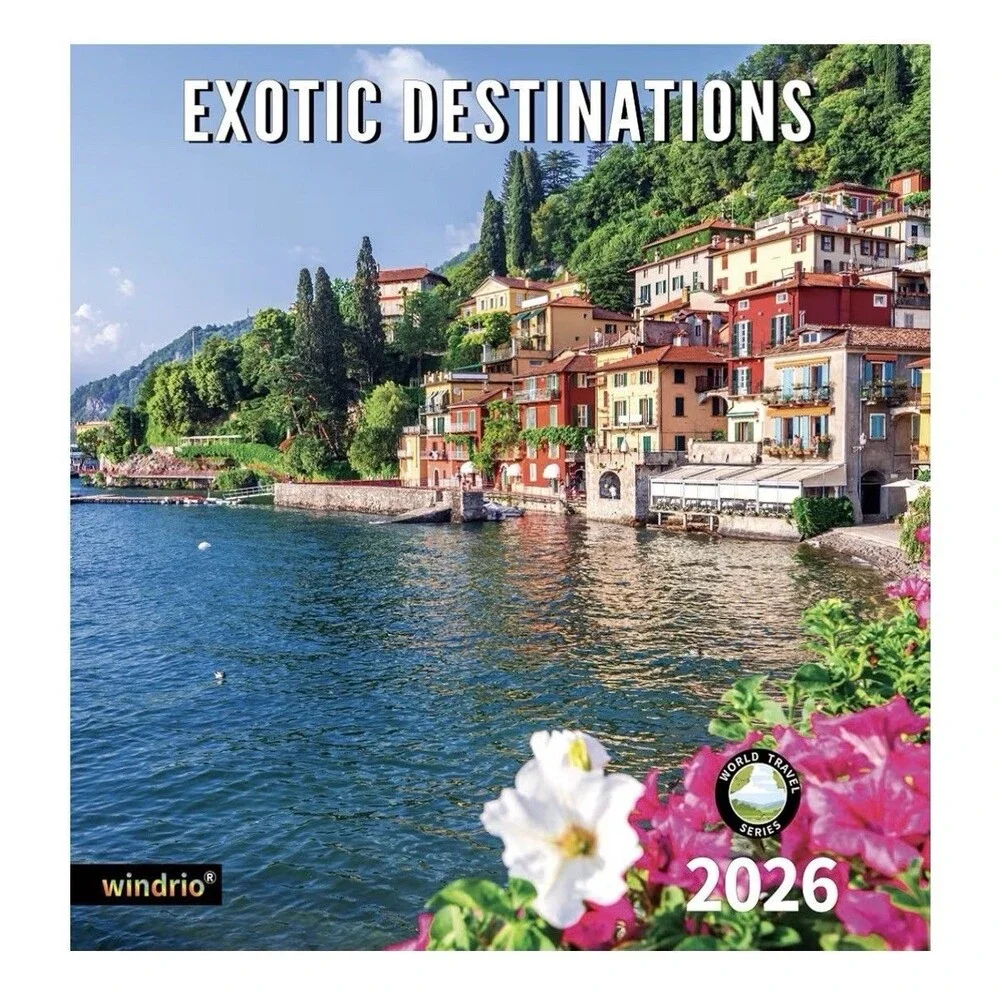 Windrio Wall Calendar 2026 Exotic Destinations World Travel Series 14 Month NEW